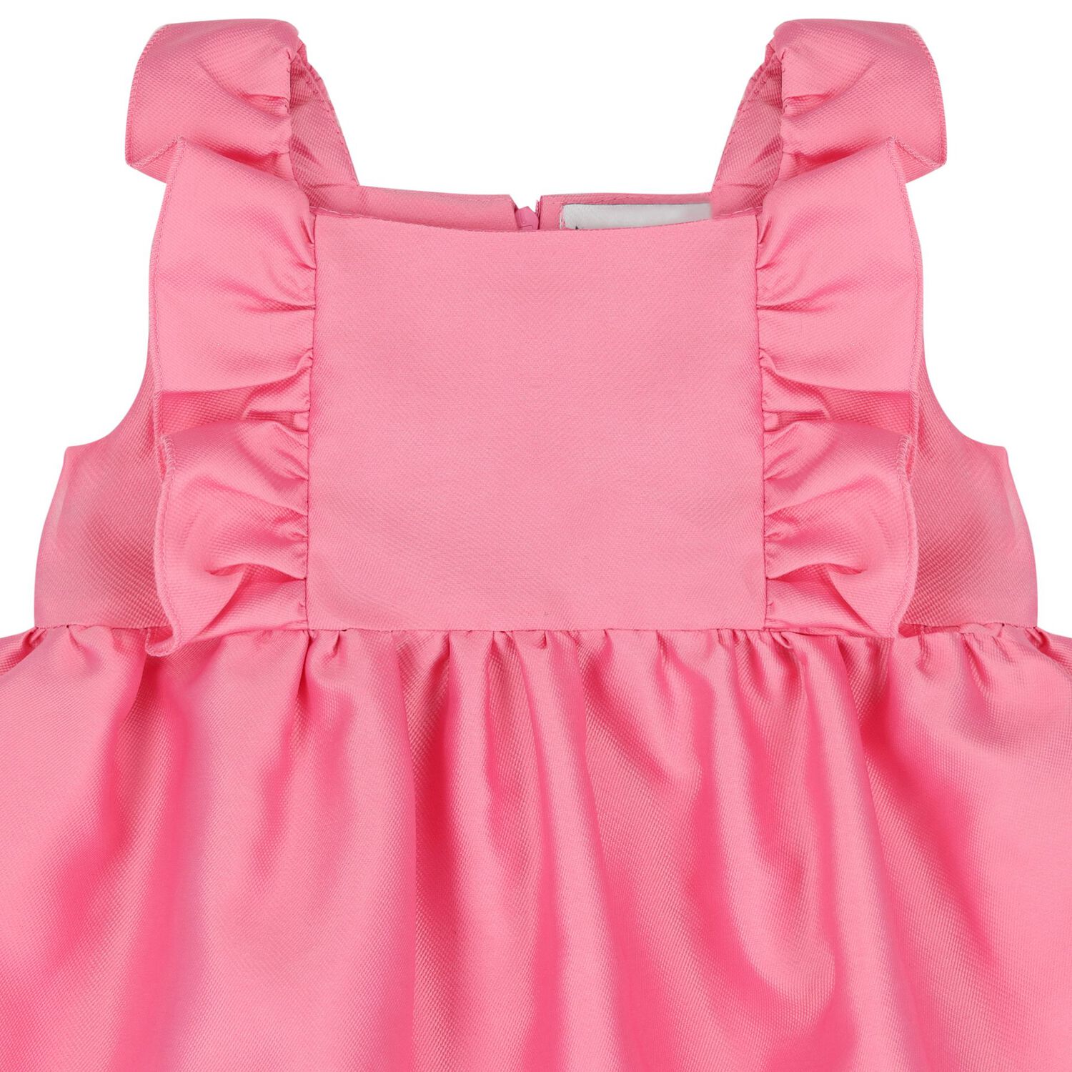 Baby Girls Pink Ruffled Satin Dress, 1, hi-res