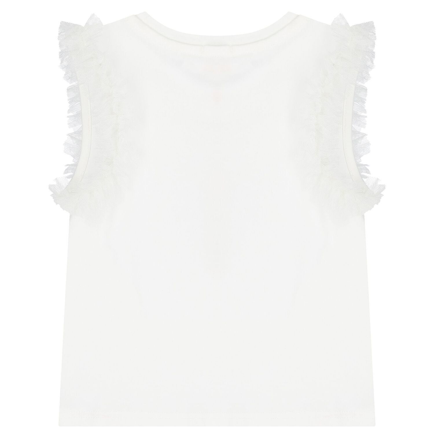Girls White Diamante Bow Top, 2, hi-res image number null