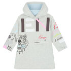 Girls Grey Logo Hooded Dress, 1, hi-res