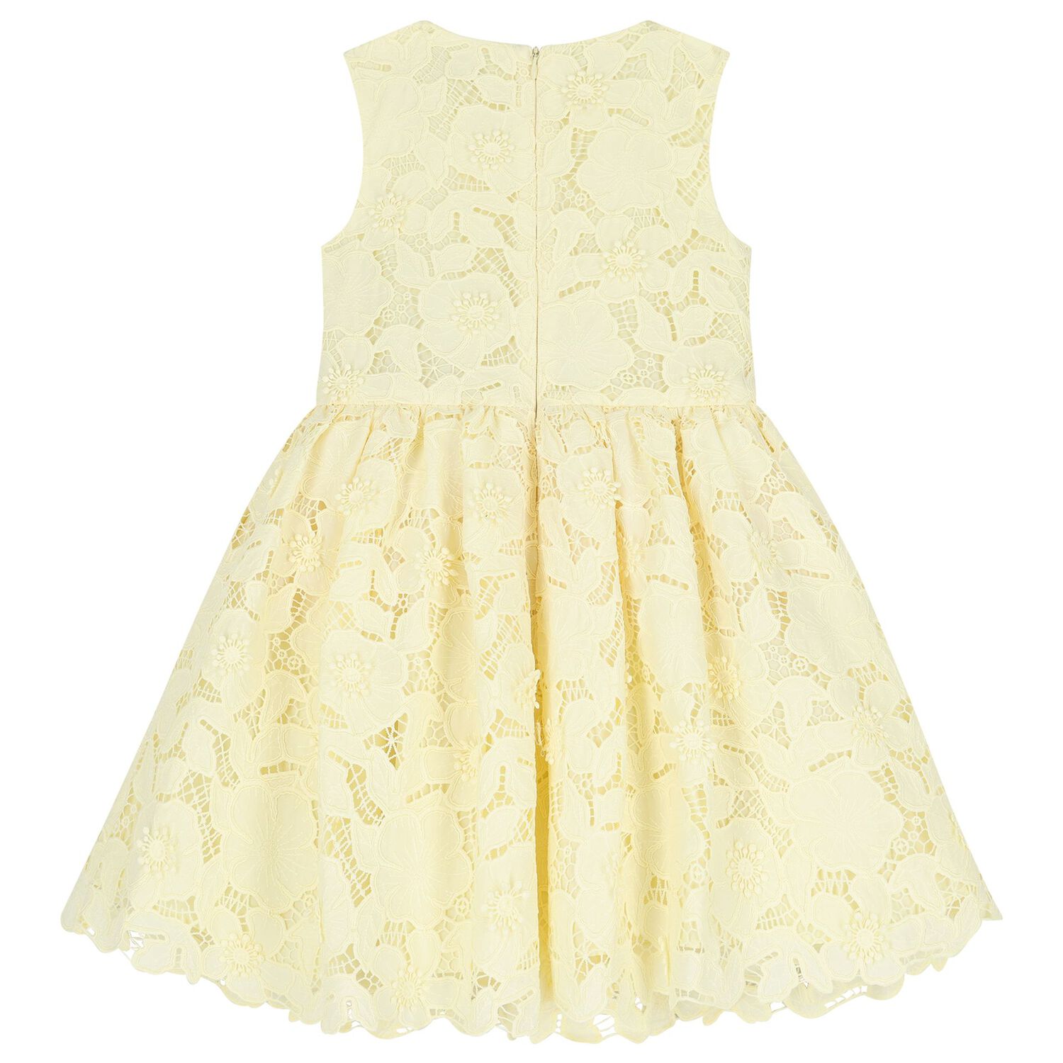 Girls Yellow Flower Lace Dress, 1, hi-res