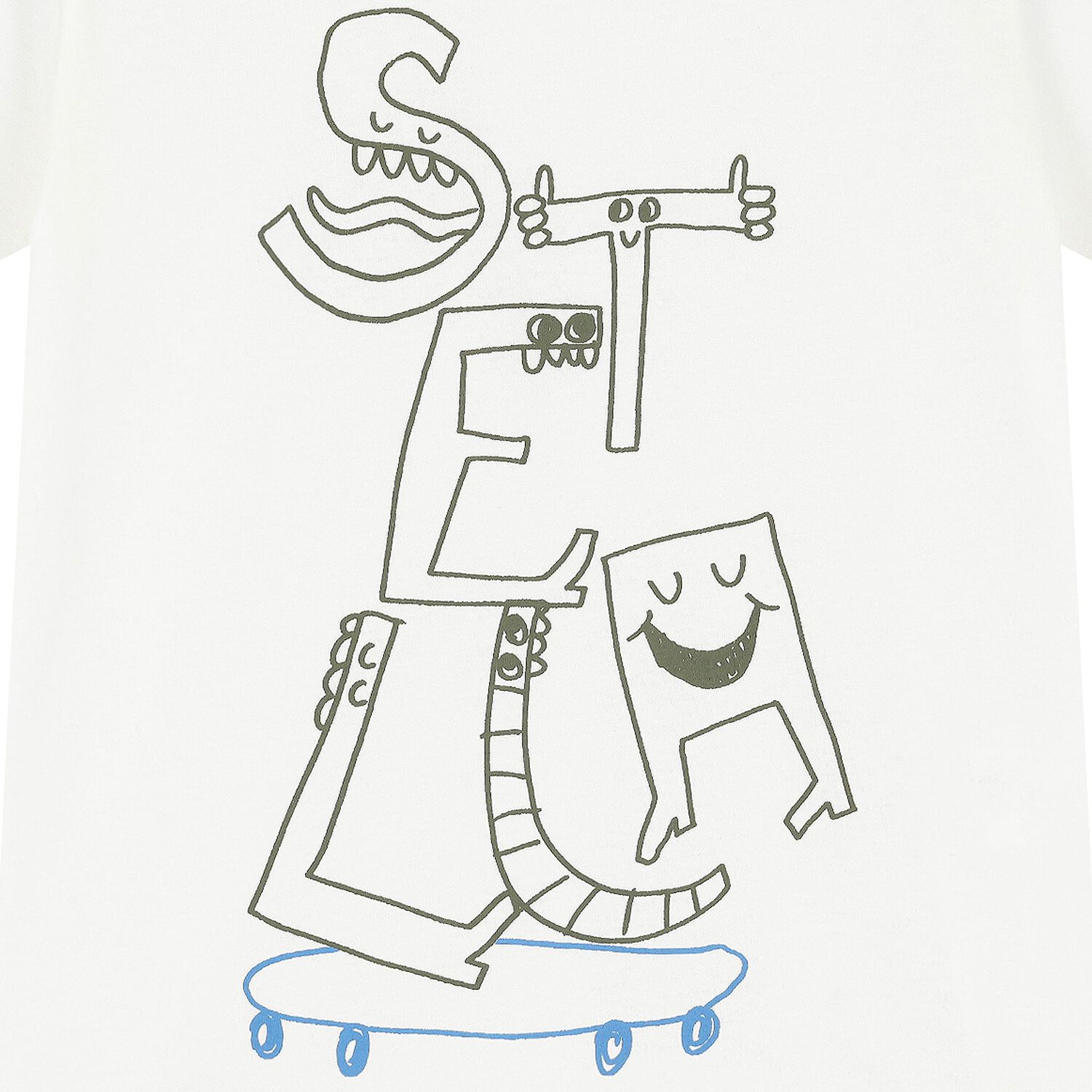 تي شيرت بالشعار  باللون العاجى للأولاد, 1, hi-res