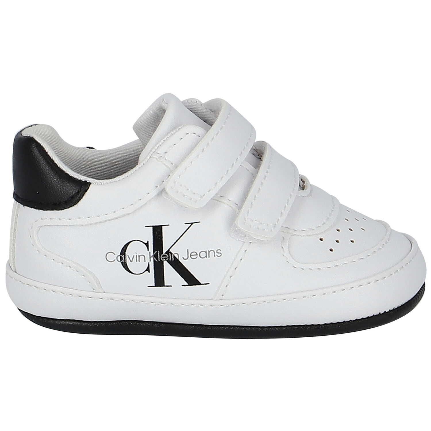 White & Black Logo Pre Walker Shoes, 1, hi-res