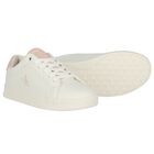 Girls Ivory & Pink Logo Trainers , 1, hi-res