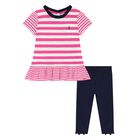 Baby Girls Pink & Navy Blue Leggings Set, 1, hi-res