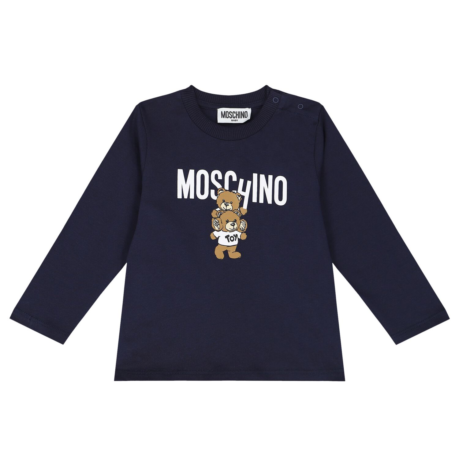 توب بأكمام بشعار تيدي باللون الكحلي, 2, hi-res