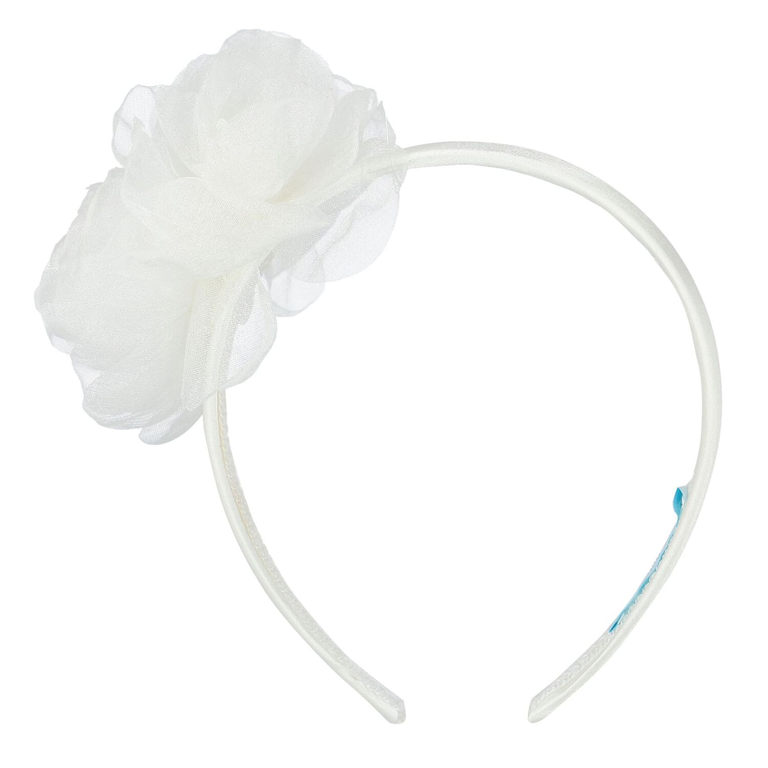 Girls White Flower Organza Headband, 2, hi-res image number null