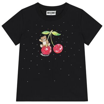 Girls Black Teddy Bear T-Shirt