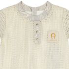 Younger Girls Ivory & Gold Logo Dress, 1, hi-res