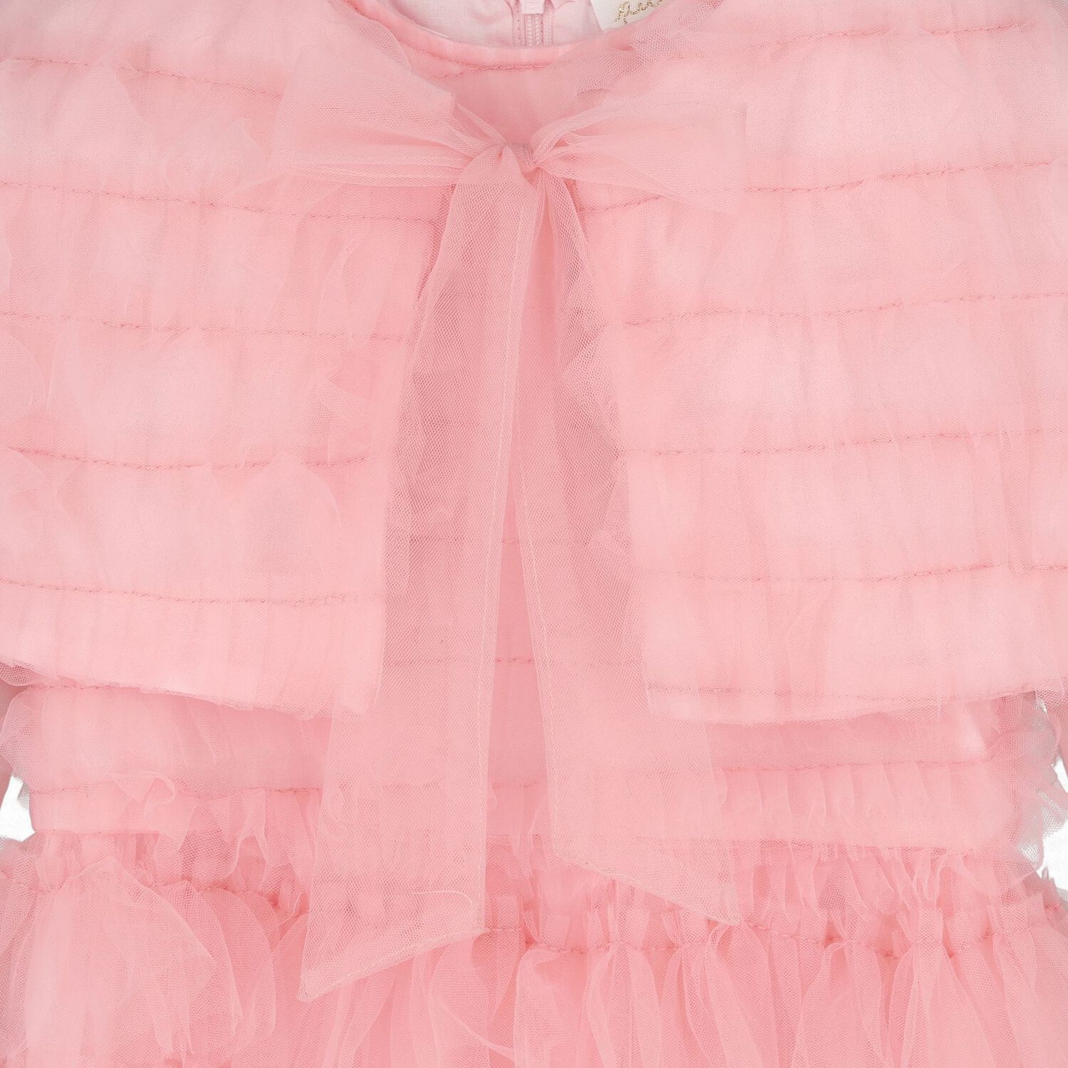 Girls Pink Ruffle Tulle Cape Dress, 1, hi-res