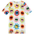 Girls White Sun T-Shirt Dress, 1, hi-res