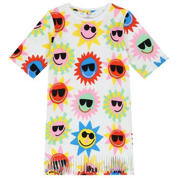 Girls White Sun T-Shirt Dress