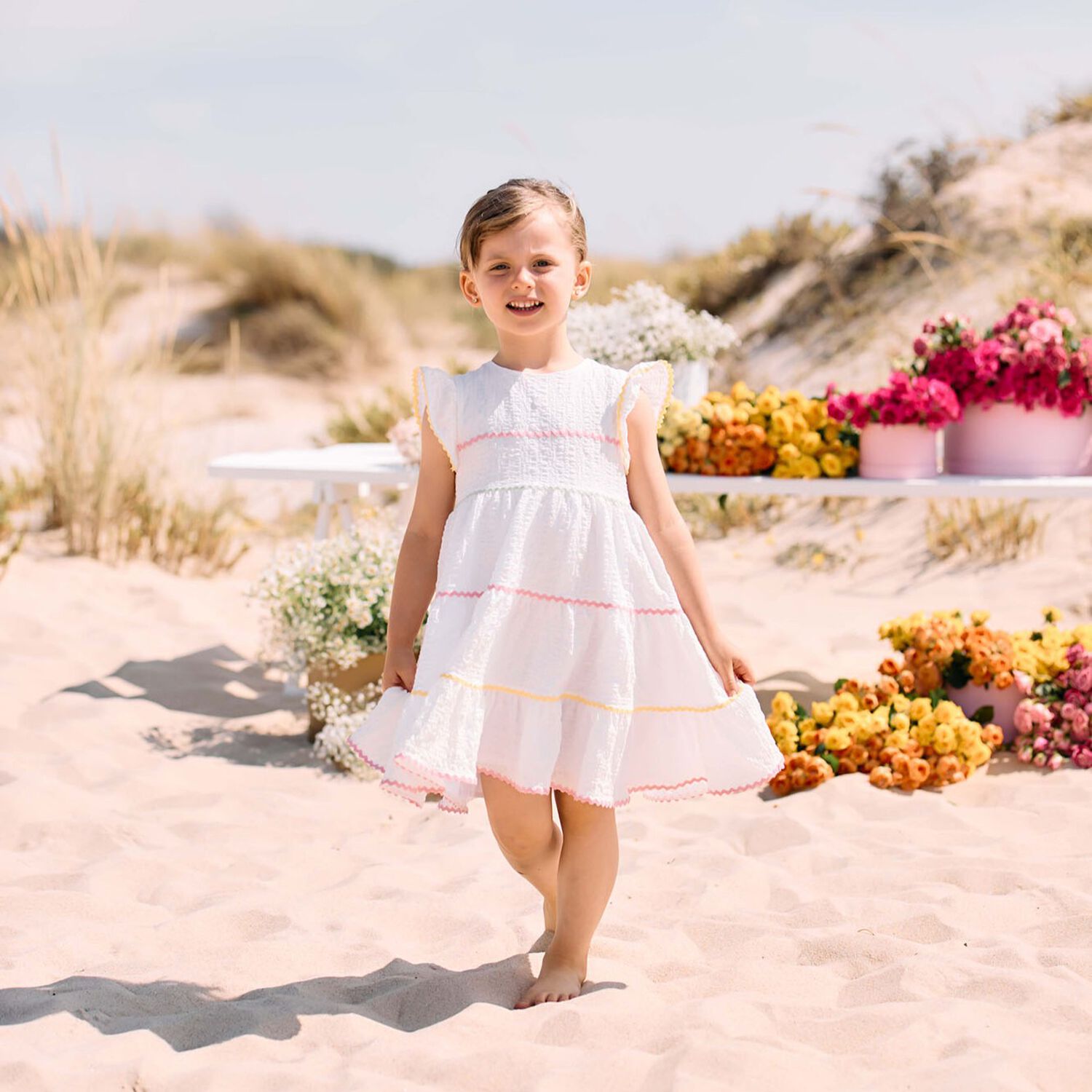 Girls White Dress, 1, hi-res image number null