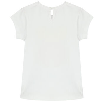 Younger Girls White Bow Logo T-Shirt