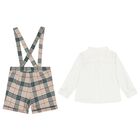 طقم شورت كاروهات للأولاد باللون العاجي و البيج , 1, hi-res