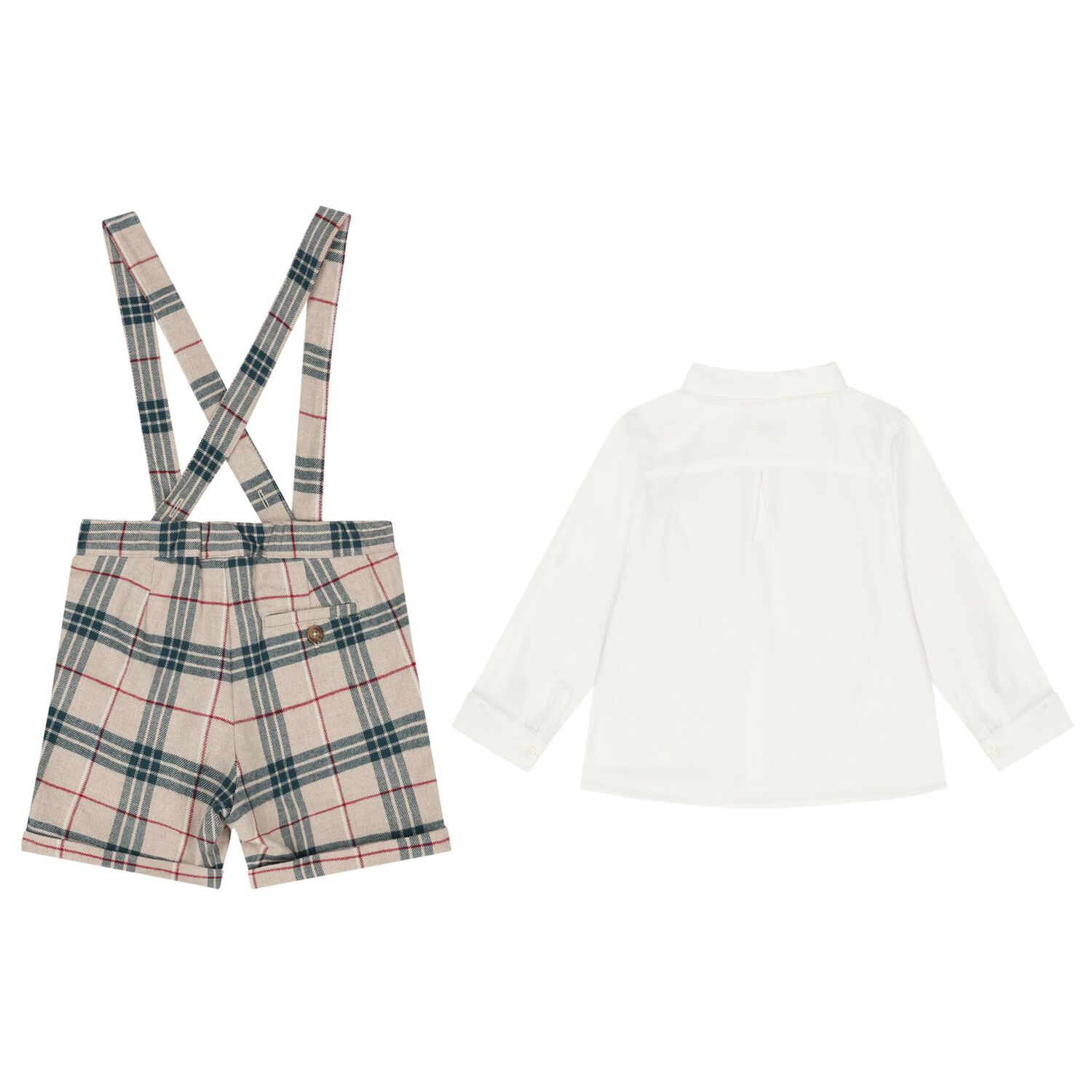 طقم شورت كاروهات للأولاد باللون العاجي و البيج , 1, hi-res image number null