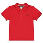 Younger Boys Red Logo Polo Shirt, 2, hi-res
