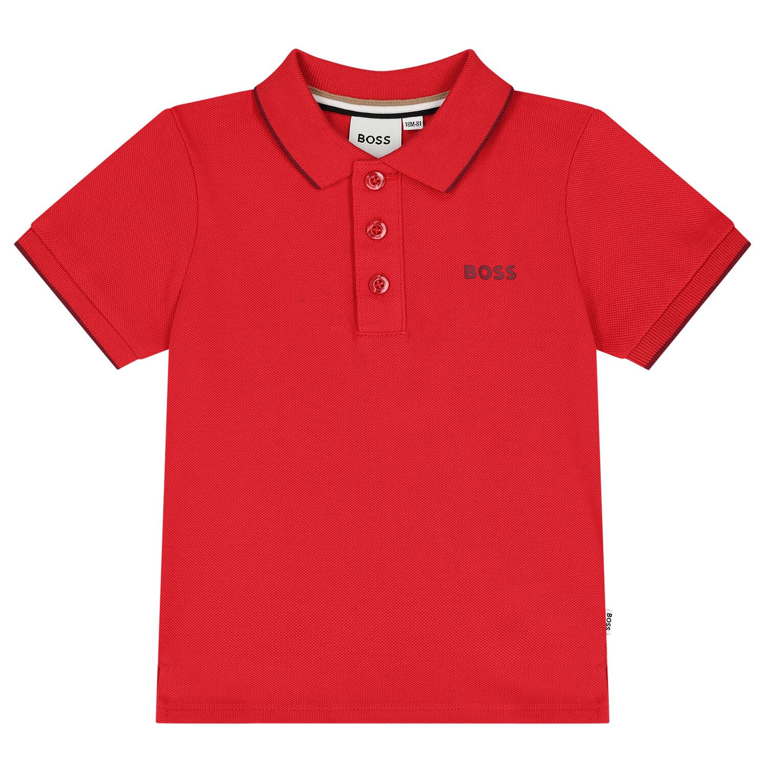 Younger Boys Red Logo Polo Shirt, 2, hi-res