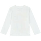 Younger Girls White Logo Long Sleeve Top, 1, hi-res