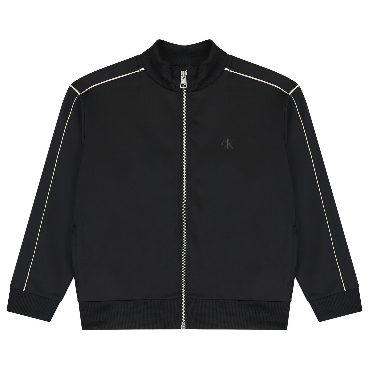 Boys Black Logo Zip Up Top, 1, hi-res