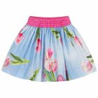 Girls Pink & Blue Floral Skirt, 1, hi-res