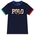 تيشيرت أولاد بالشعار باللون الكحلى, 2, hi-res