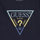 Boys Navy Blue Logo Long Sleeve Top, 2, hi-res