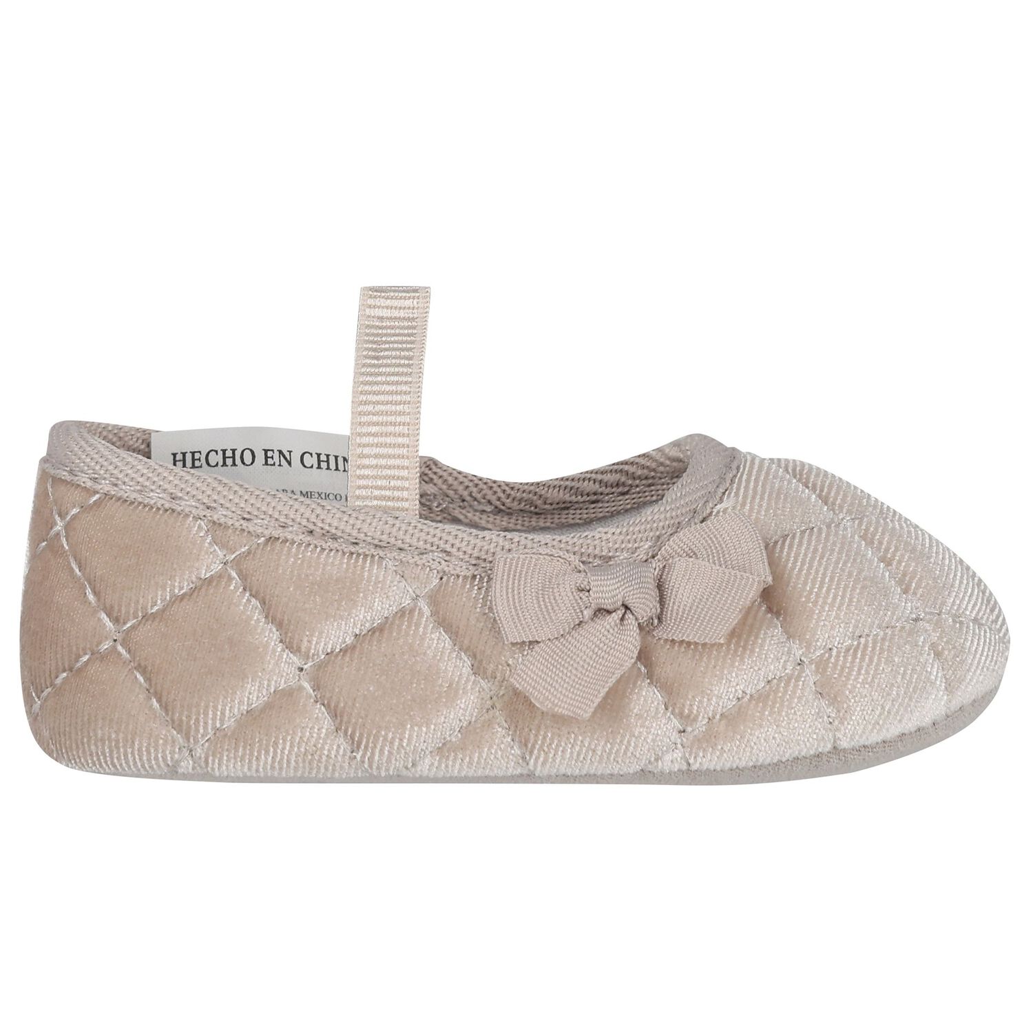 Baby Girls Beige Velvet Pre Walker Shoes, 2, hi-res image number null