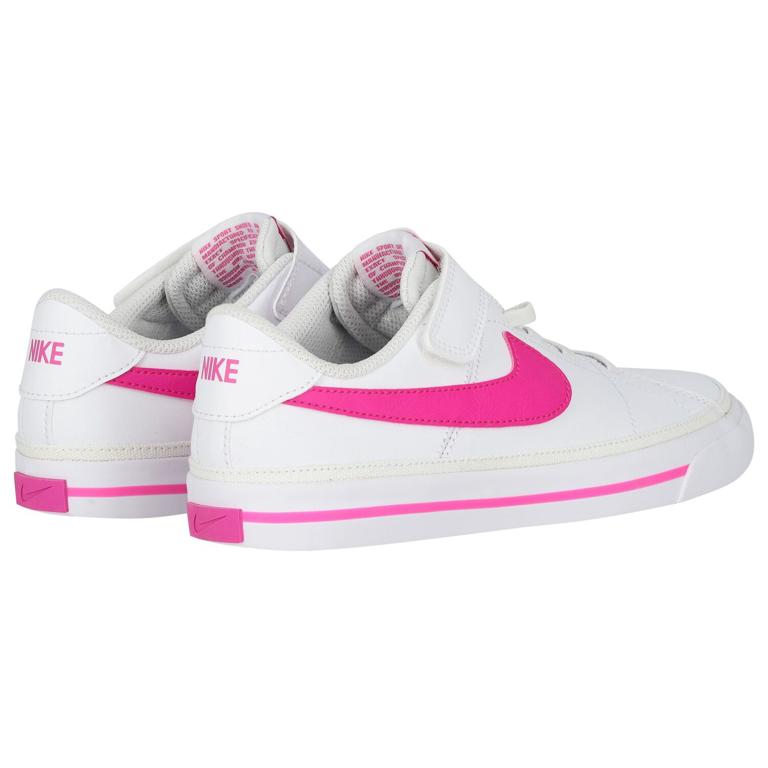 Girls White & Pink Court Legacy Trainers, 1, hi-res