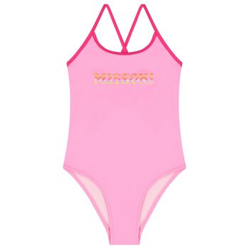 Girls Pink Logo Swimsuit