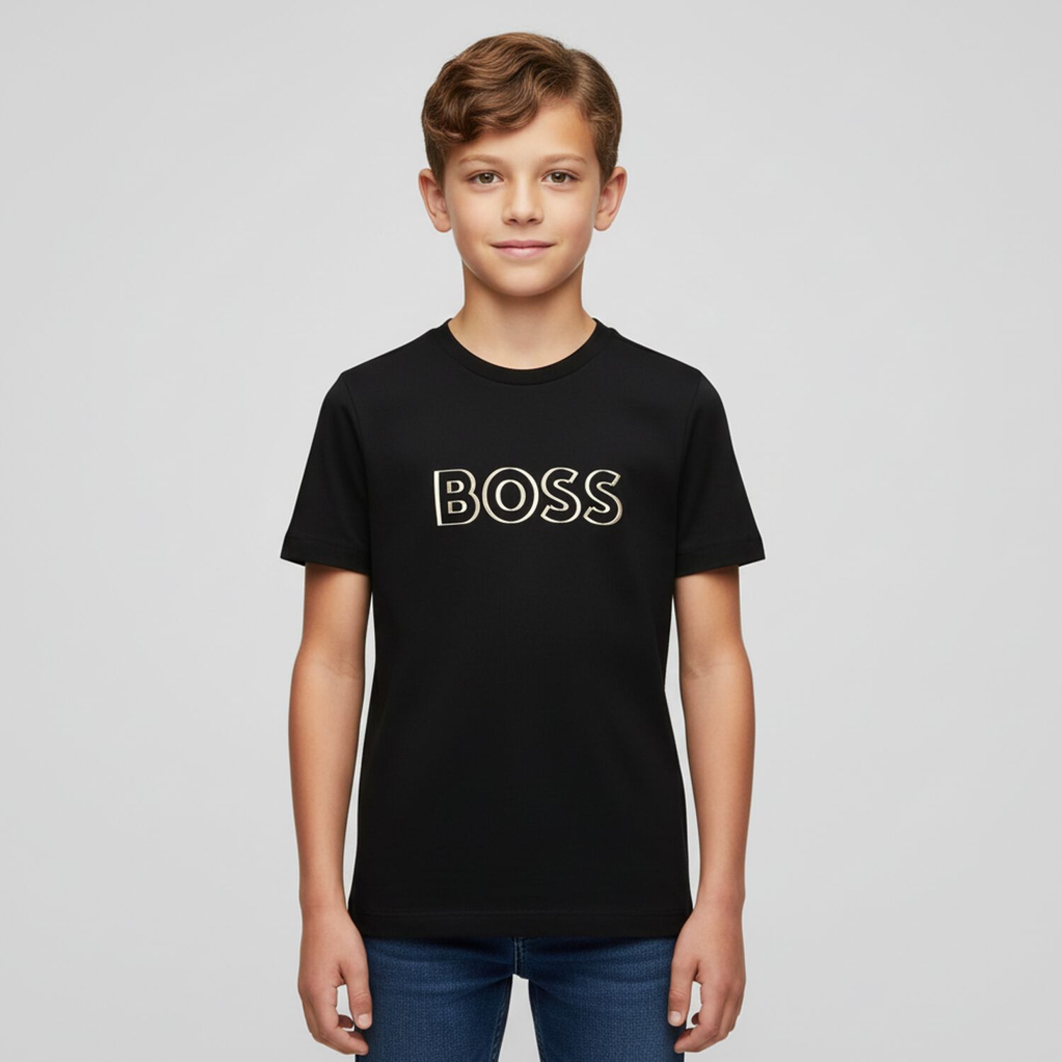 Boys Black Logo T-Shirt, 2, hi-res image number null