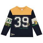 Boys Navy Blue & Yellow Long Sleeve Top, 1, hi-res