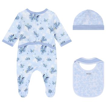 Baby Boys Blue Logo Babygrow Gift Set