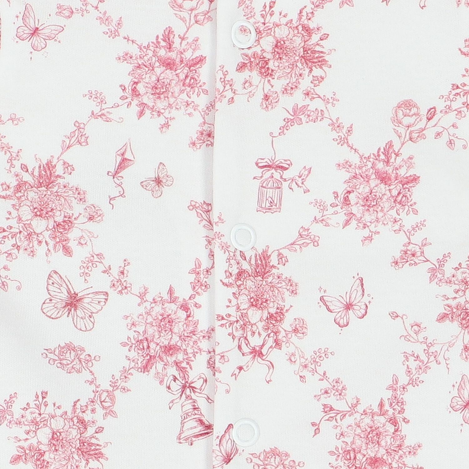 Baby Girls White & Pink Floral & Butterflies Romper, 1, hi-res