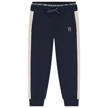 Boys Navy Blue Logo Joggers