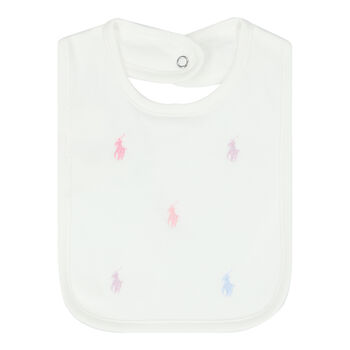 Baby Girls White Logo Bib