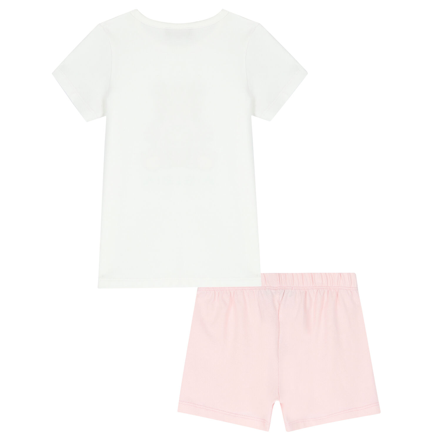 Girls White & Pink Teddy Logo Pjyamas, 1, hi-res