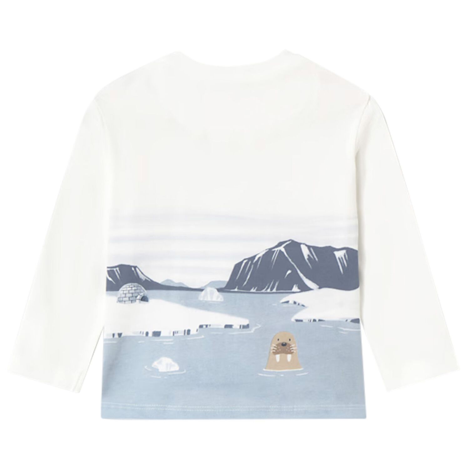 Younger Boys Ivory Polar Animals Long Sleeve Top, 1, hi-res image number null