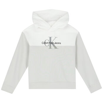 Boys White & Grey Logo Hooded Top