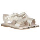 Girls Gold Metallic Floral Sandals, 1, hi-res
