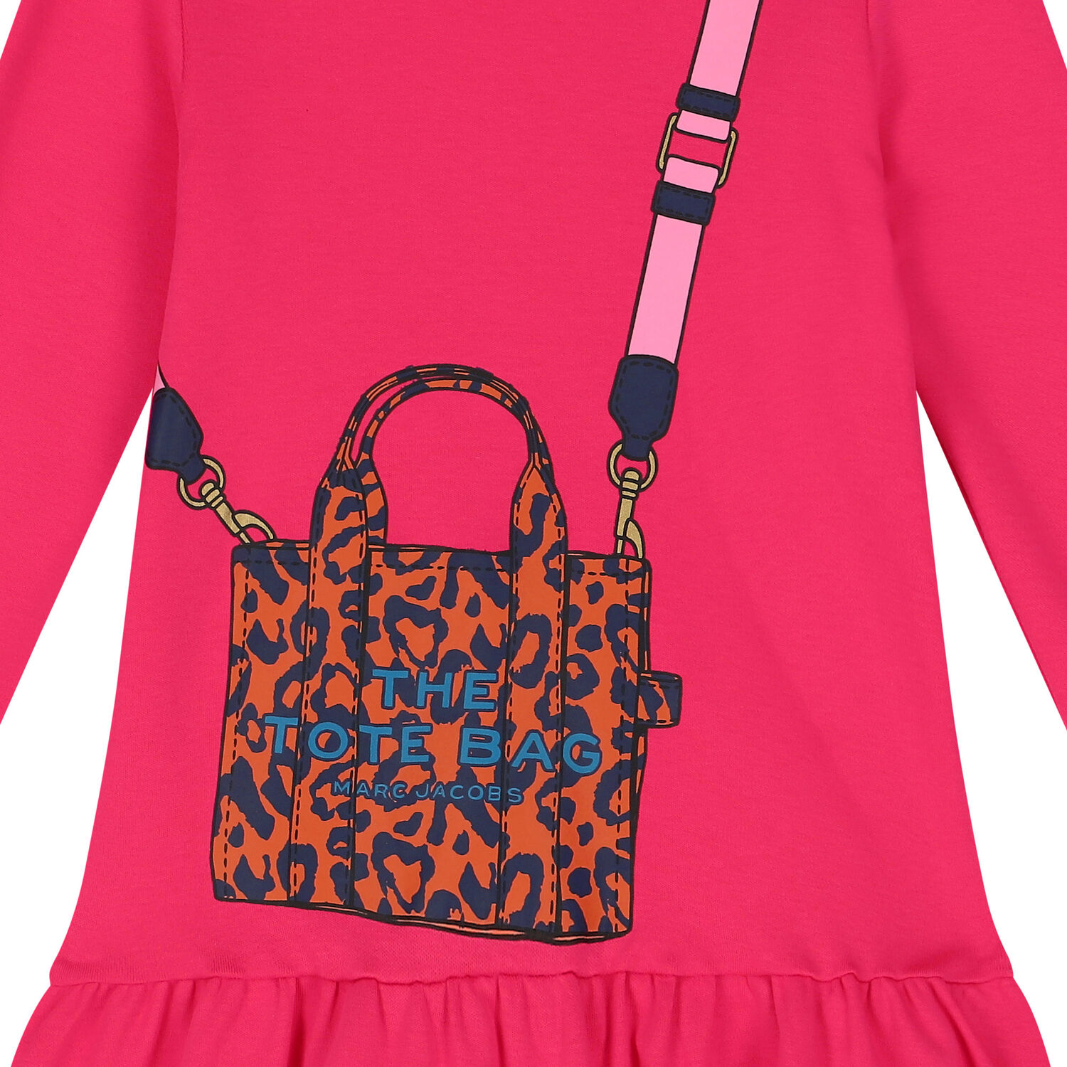 Girls Navy Blue Logo Bag Dress, 3, hi-res