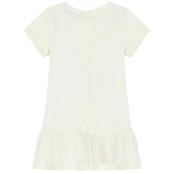 Younger Girls Ivory Logo Bag Dress