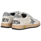 حذاء رياضي للبنات بشعار عاجي وفضي, 1, hi-res