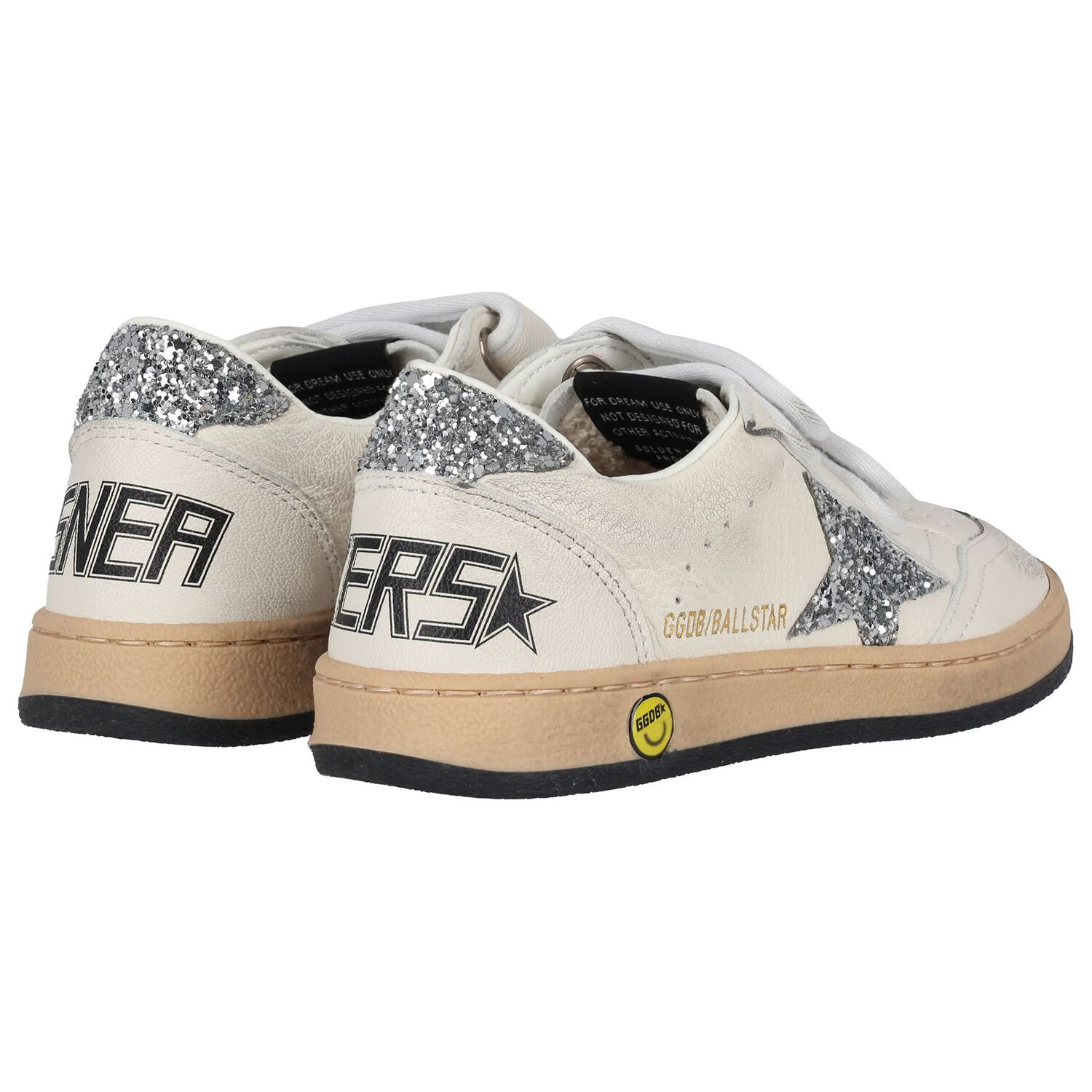 حذاء رياضي للبنات بشعار عاجي وفضي, 1, hi-res