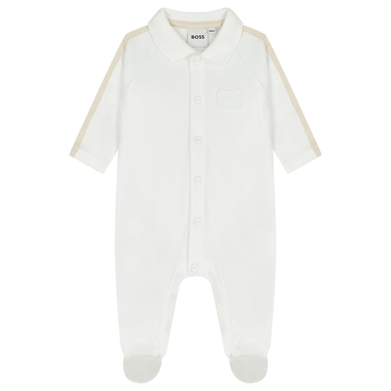 Baby Boys White Logo Babygrow, 1, hi-res