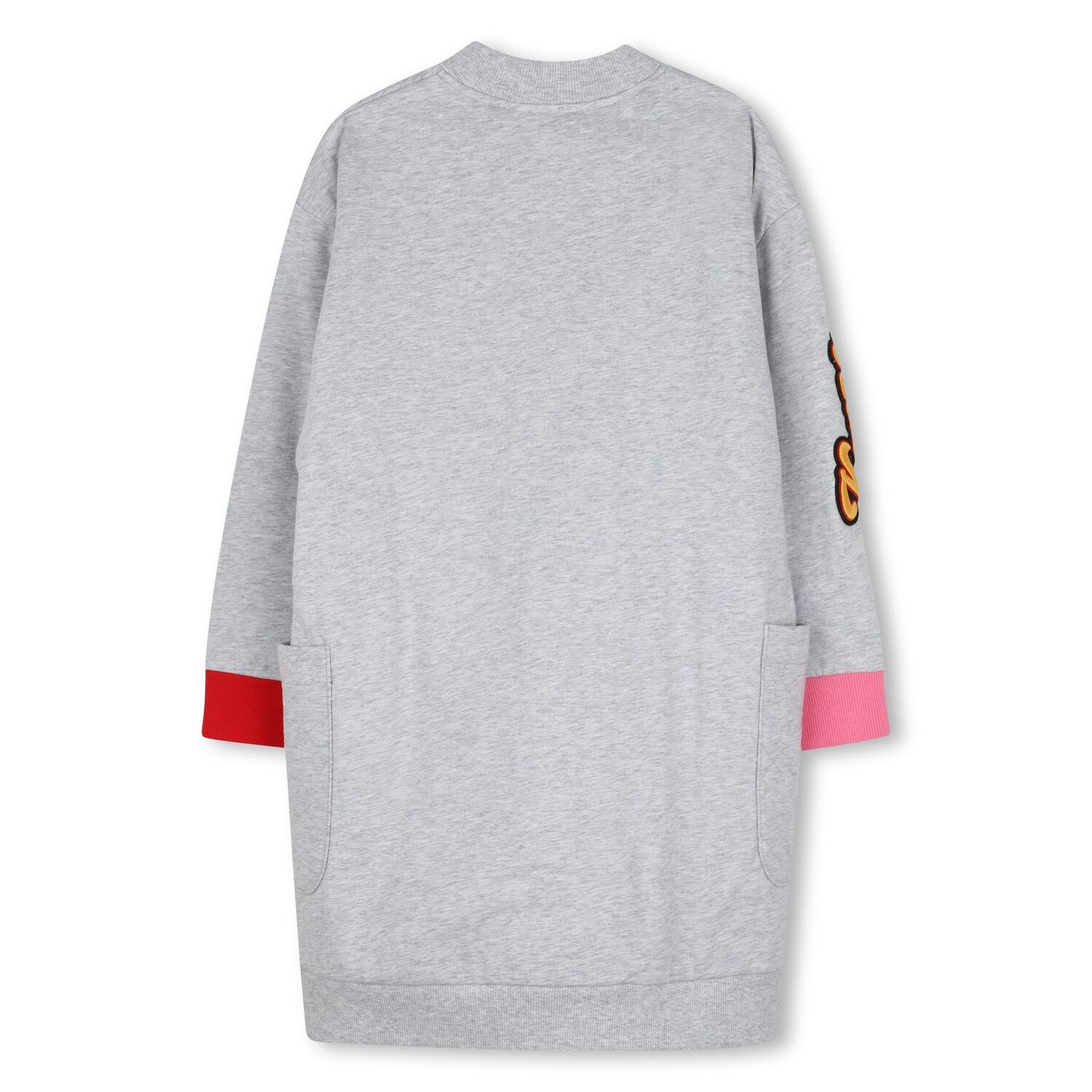 Girls Grey Embroidered Logo Sweatshirt Dress, 1, hi-res