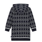 فستان هودى بالشعار باللون الكحلى, 1, hi-res