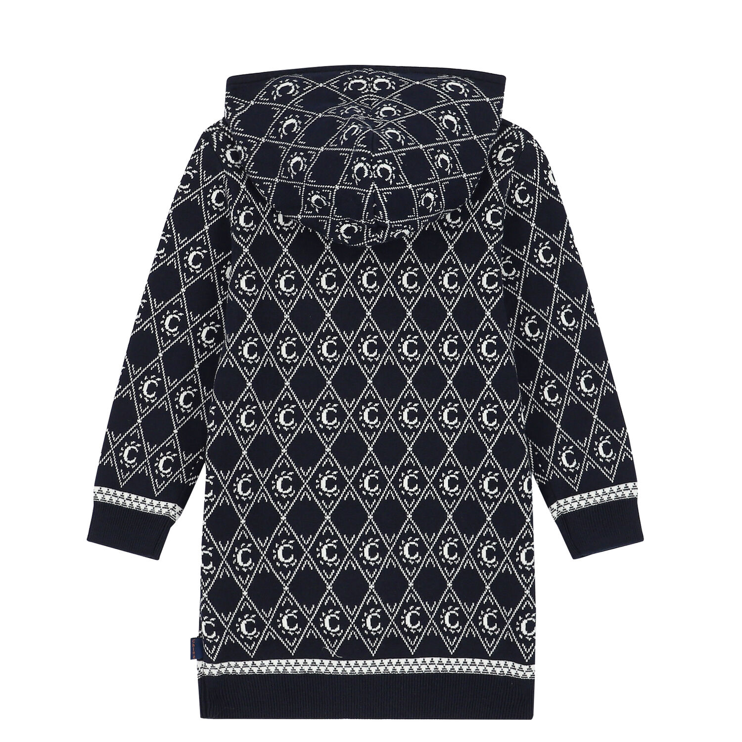 فستان هودى بالشعار باللون الكحلى, 1, hi-res