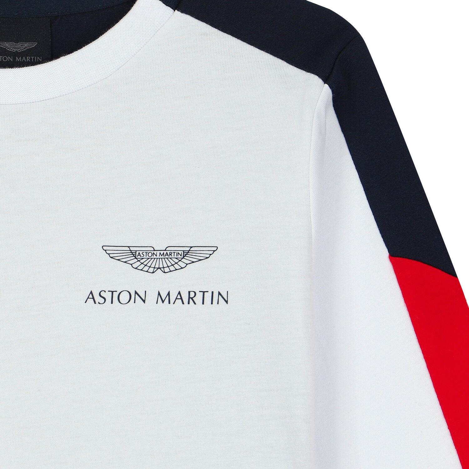 Boys White & Navy Logo Long Sleeve Top, 1, hi-res