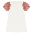 Girls Ivory Logo Dress, 2, hi-res