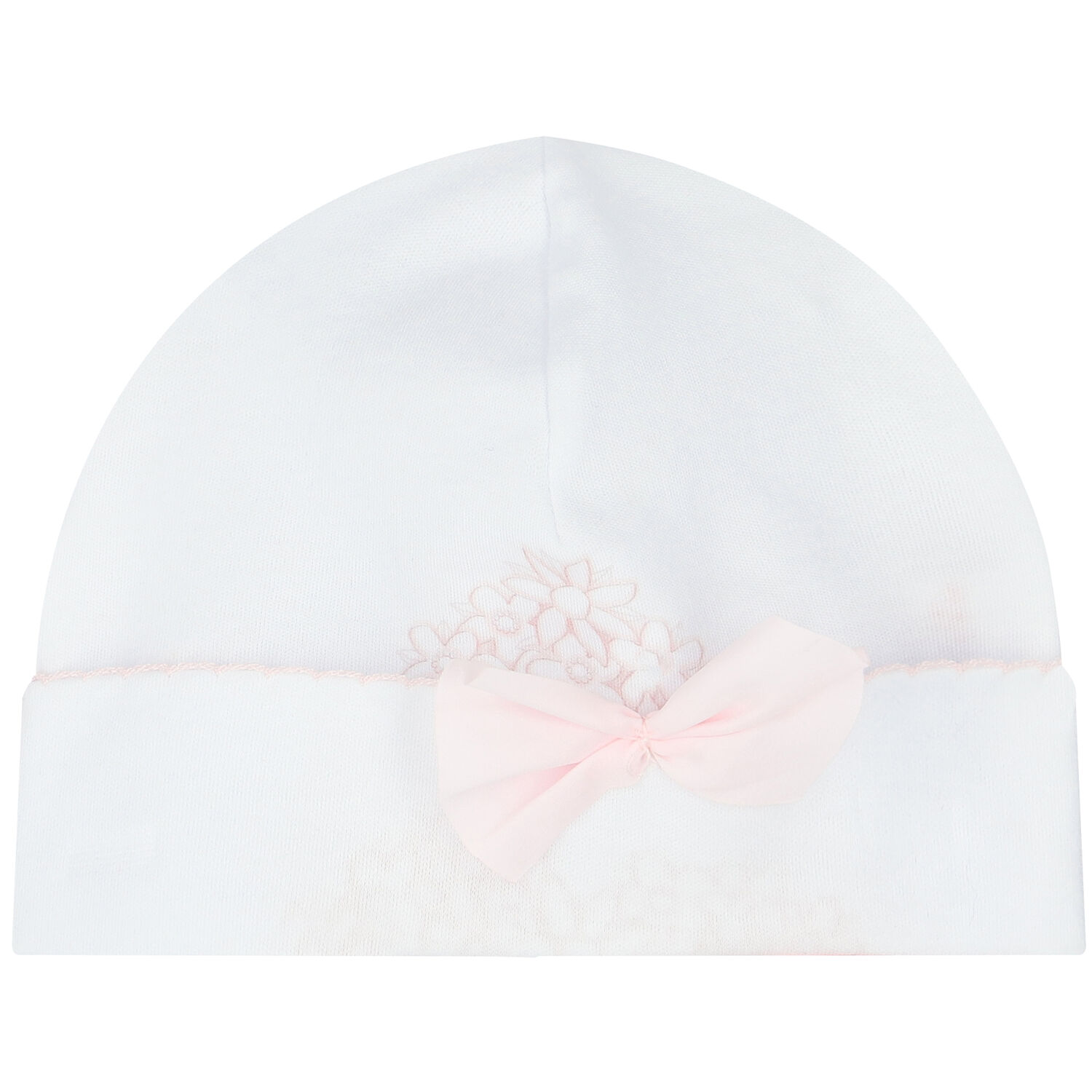 Baby Girls White Floral Hat, 1, hi-res